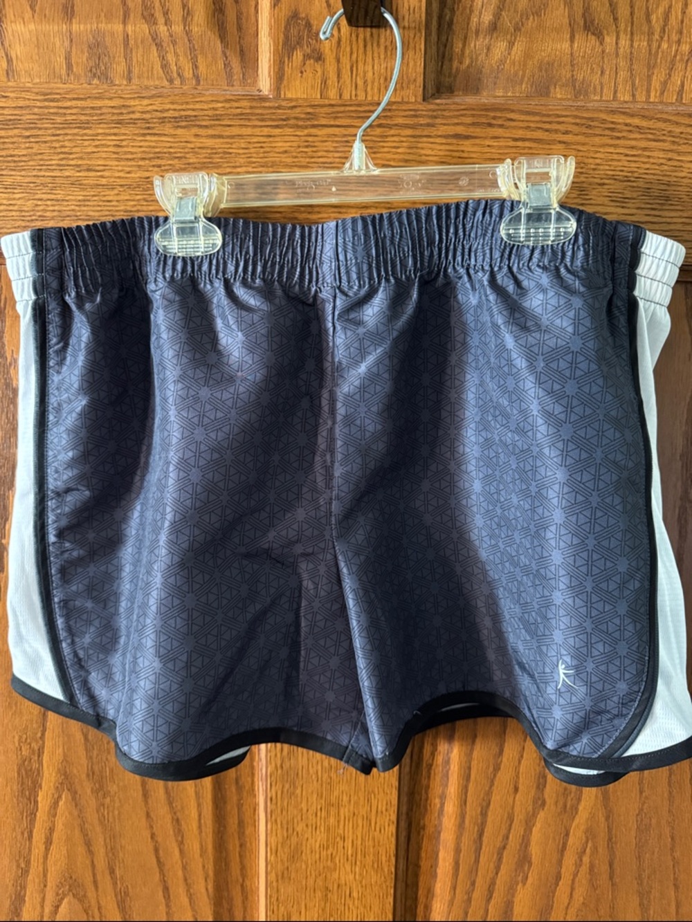 Danskin Now Dark Gray and Black Athletic Running Shorts with White Side Panels